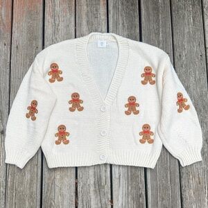 New Luna Ivy Charming Cream Cardigan with Gingerbread Accents in Size Small